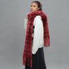 Plaid pattern with wool fringed scarf, high-end winter mohair warm scarf, men's and women's scarves