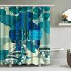 Stilvorhang Blaue Grüne Blätter Modernes Wohnaccessoire Duschpaneele Künstlerischer Fliesen-Backsplash Tapetendesign Badezimmerdekoration