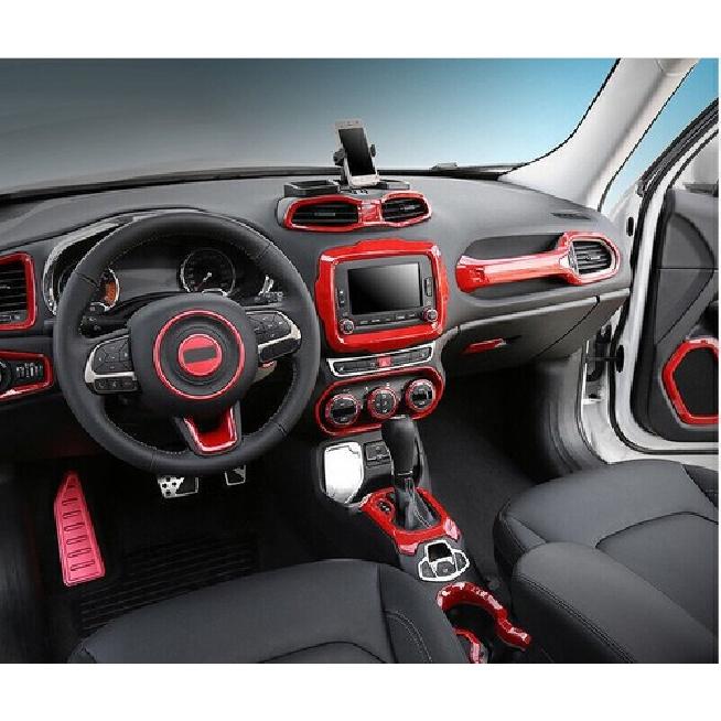 For Jeep Renegade 2015-2023 Glossy Red Dashboard L&R AC Air Outlet Vent Trim 2pc