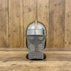Medieval Viking Chainmail Helmet Replica with Wooden Display Stand Historical Armor Decor