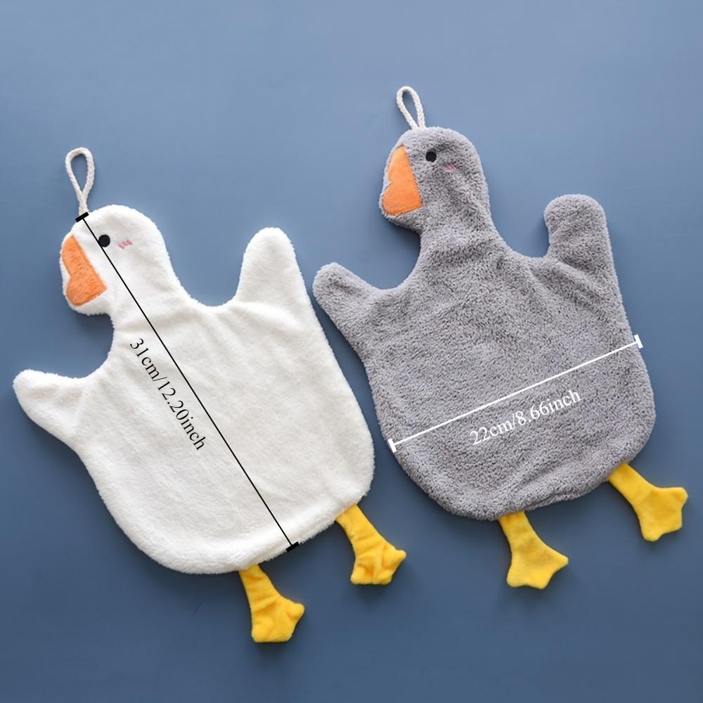 1pc Cartoon Duck Hand Towel Quick-Drying, Absorbent, Hanging Kitchen & Bathroom Towel, Soft Plush