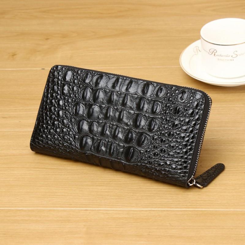 New Men's Crocodile Pattern Handbag High End Large Capacity Fashion Wallet Multi Card Mobile Bag Trendy