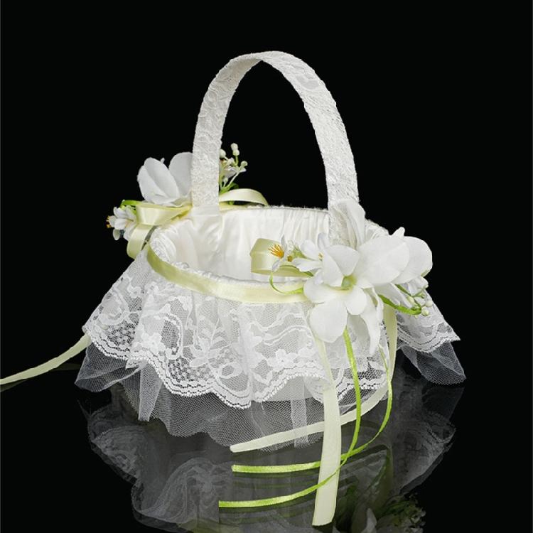 Elegant Lace Wrapped Wedding Flower Basket Flower Girl Basket For Various Wedding Ceremony Wedding Aisle Decoration