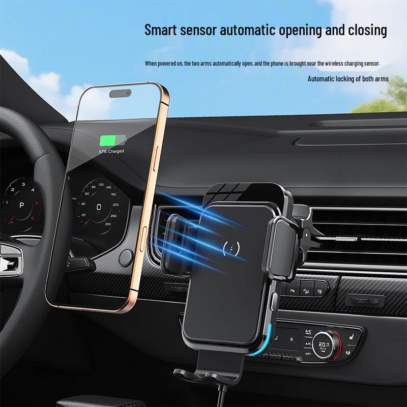 15W Fast Wireless Charger & Auto-Sensing Phone Holder for Car Vent
