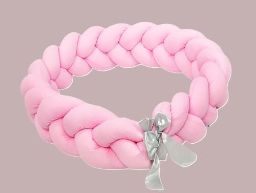 Braided cot bumper 210cm (pink)