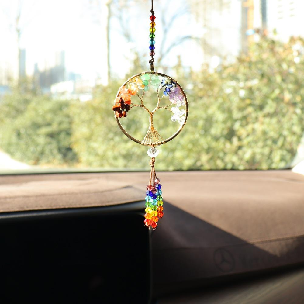 Car Pendant Natural Stone Fringed Pendant Sun Catcher Car Supplies Bag Pendant G85
