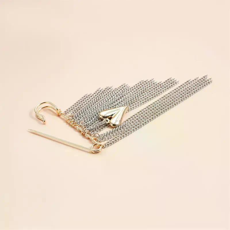 Chic Love Link Tassel Pin Brooch Stylish Ladies Apparel Adornments Pin Pant Adaptor Pin Handbag Charms Gifts