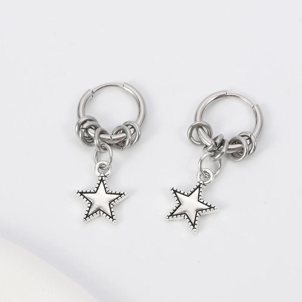 Punk Silvery Asymmetric Creativity Fashion Red Zircon Heart Hoop Earrings Party Birthday Lover Jewelry Accessories Party Gifts