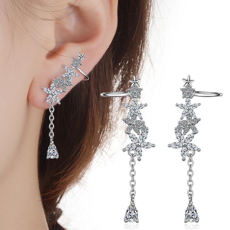 Small Fresh Ear Hanging Long Section Sparkling Temperament Simple Female Earrings Party Accessories Fashion Jewelry