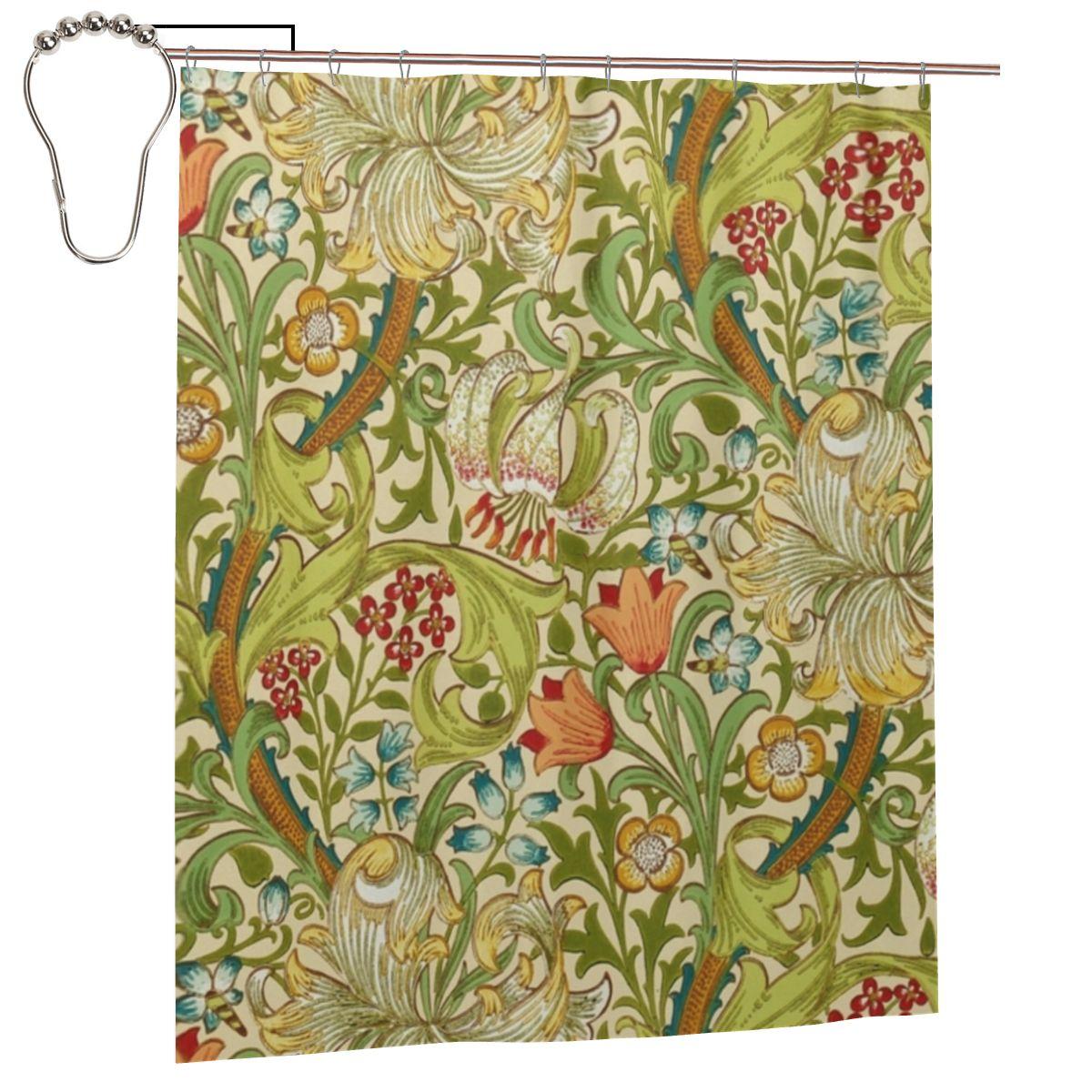 

A William Morris Sampler Shower Curtain Bathroom Polyester Waterproof Bath Curtains With Hooks W60H190(CM)-1 Pcs