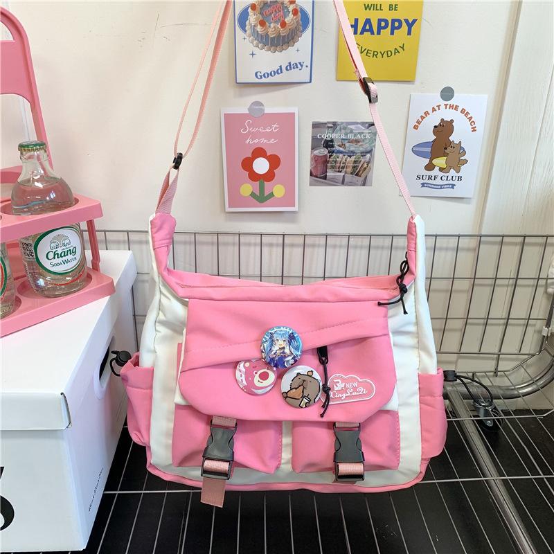 Spring and summer new messenger bag men's trendy brand large capacity ins shoulder bag Japanese casual mailman bag versatile small satchel