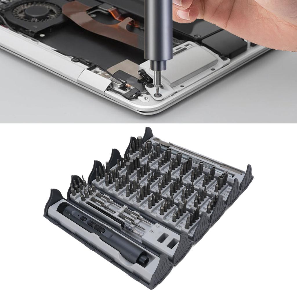 124 in 1 Electric Screwdriver Set Cordless Rechargeable Screwdriver Repair Tool Kit with Storage Box for Electronics Phone Camera Laptop