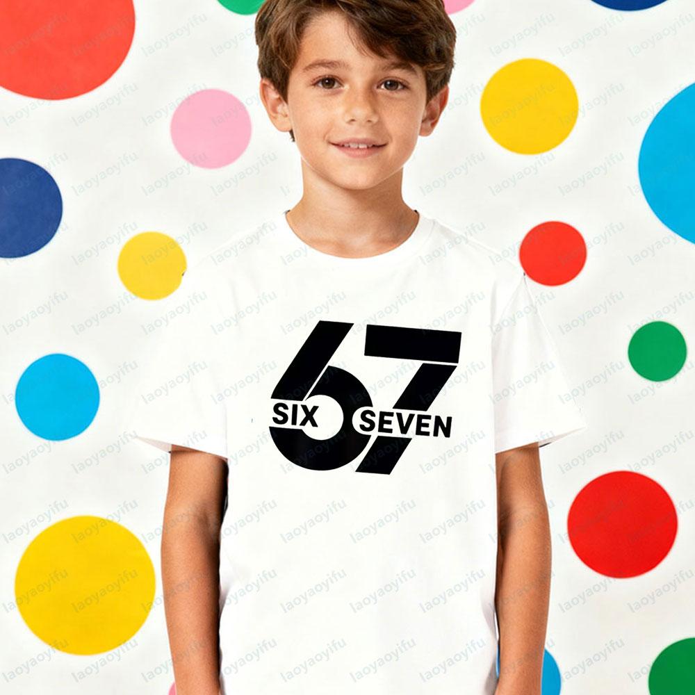 67 Meme Kids TShirt Latest Trendy Style Creative Design Six Seven Number Printed Tshirt Boys Christmas Holiday Tee Xmas Tops