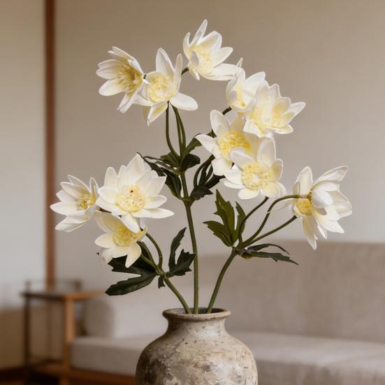 Artificial Flower 25" Fake Flower Bouquet 3 Stem Faux Floral Branch for Home Wedding Party Centerpiece Dining Table Vase Decor