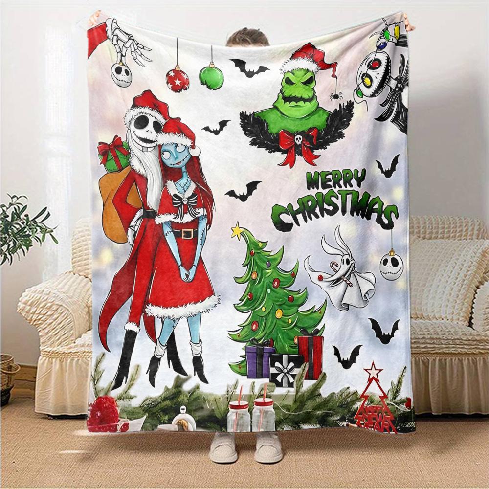 1Pc Christmas Nightmare Before Christmas Blanket Soft Throw Blanket For Home Bedroom Bed Sofa Travel Office Solid Christmas Blanket