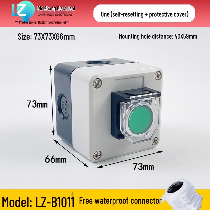 IP65 Waterproof Button Box with Emergency Stop & Indicator Light - 12345-Hole Plastic Enclosure