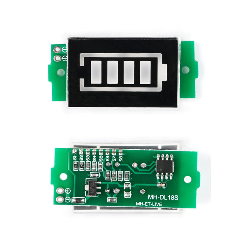 1S 2S 3S 4S 5S 6S 7S 8S 1-8S Lithium Battery Capacity Indicator Module 4 Sections Green LED Display Tester Li-po Li-ion (5 Pack)