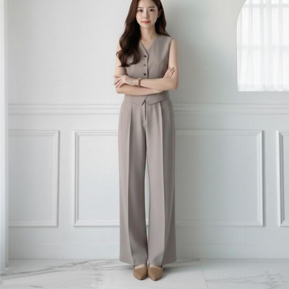 Style Latte Wide High Waist Pleated Slacks Pant