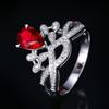 Women Luxury Pear Crown Ring Simulated Diamond Engagement Ring with Colored Gemstones