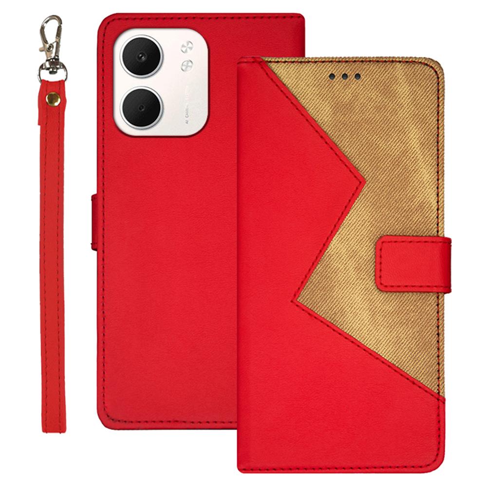 IDEWEI For Oppo A5x 4G Case Card Slots Splicing Color Leather Phone Cover with Wrist Strap