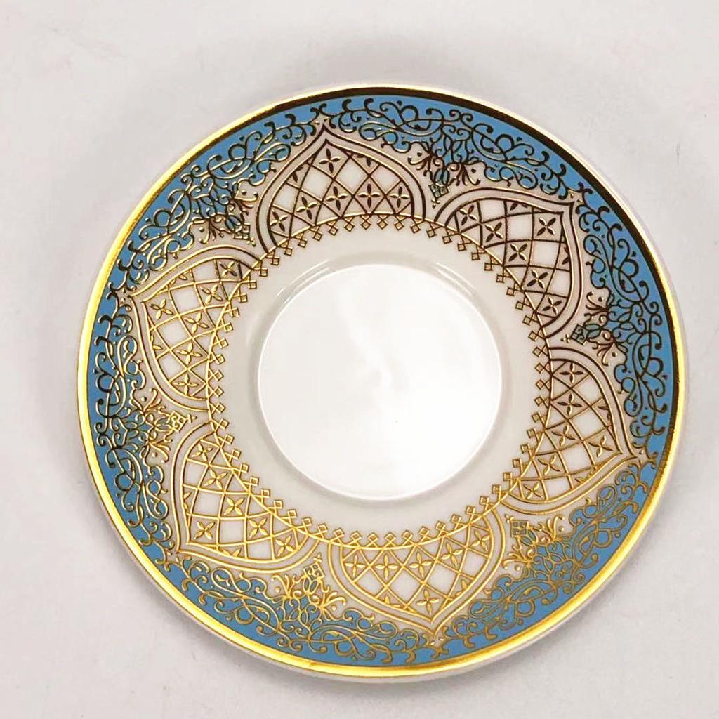 Ensemble de Tasses à Thé Soucoupes avec Cuillère Tasse à Café Verre Romantique Exotique Tasse à Thé Bleu Or Décoration de Cuisine Boisson
