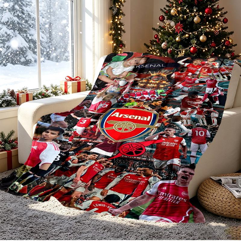 Arsenal F.C Pattern Blanket for Home Decoration, Bed, Sofa, Car Travel, Camping, Suitable for All Seasons, Birthday Christmas Gift