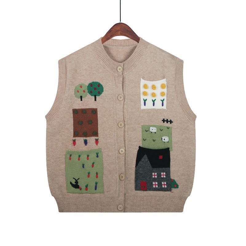 Hong Kong stil cardigan vest kvinner retro casual strikket vest cardigan jakke sammenleggbar o-hals ermeløs genser vest kvinnelig topp