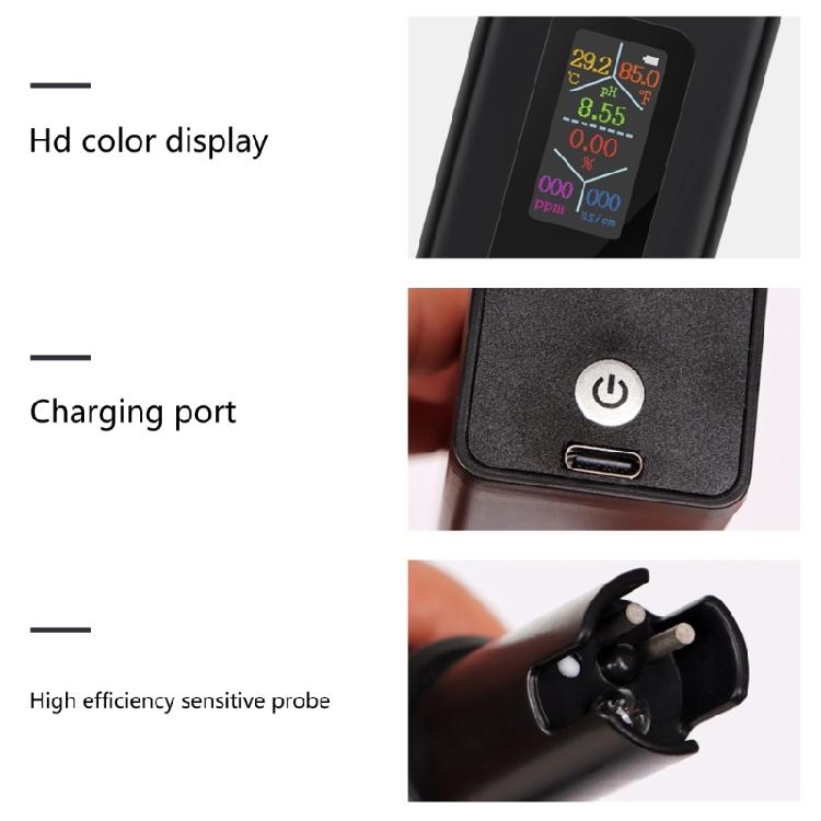 Professional Water Quality Analysis Meter 5 in 1    Salinity Temperature Analysis Tool for Hydroponic Systems