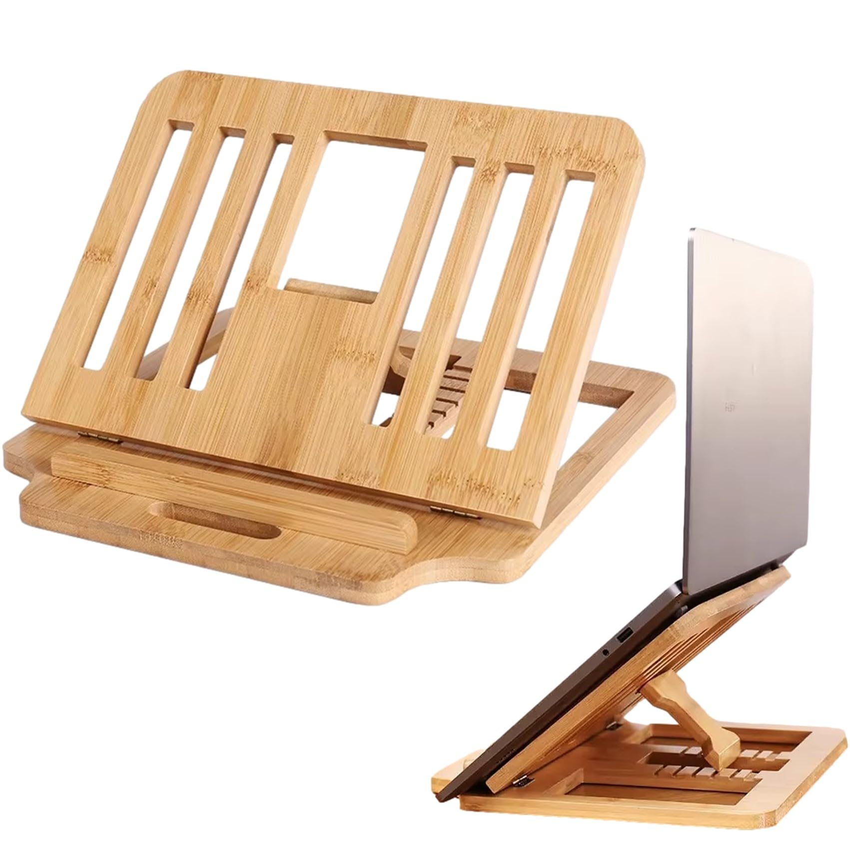 

NOELAMOUR Laptop PC 6 Level Angle Improves Posture Style Light Stand, Stand, Wooden, Stylish, Adjustment, Laptop, Tablet, Stand, Portable, (Log Brown)