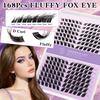 168 Clusters Fluffy Fox Eye Wispy Individual False Eyelashes - 12-18mm D Curl Segmented DIY Cluster Lashes for Natural & Dramatic Look