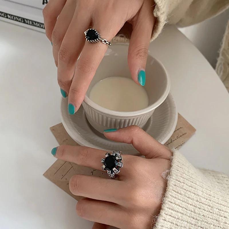 foxanry LOVE Engagement New Fashion Rings Vintage Punk Water Drop Geometric Party Jewelry Gifts for Women