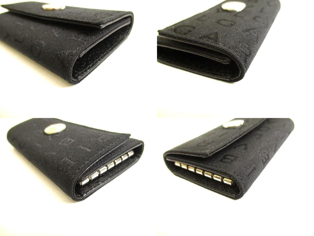 Authentic BVLGARI Black Canvas Leather Logo Mania 6 Pics Key Cases #9642  Refurbished