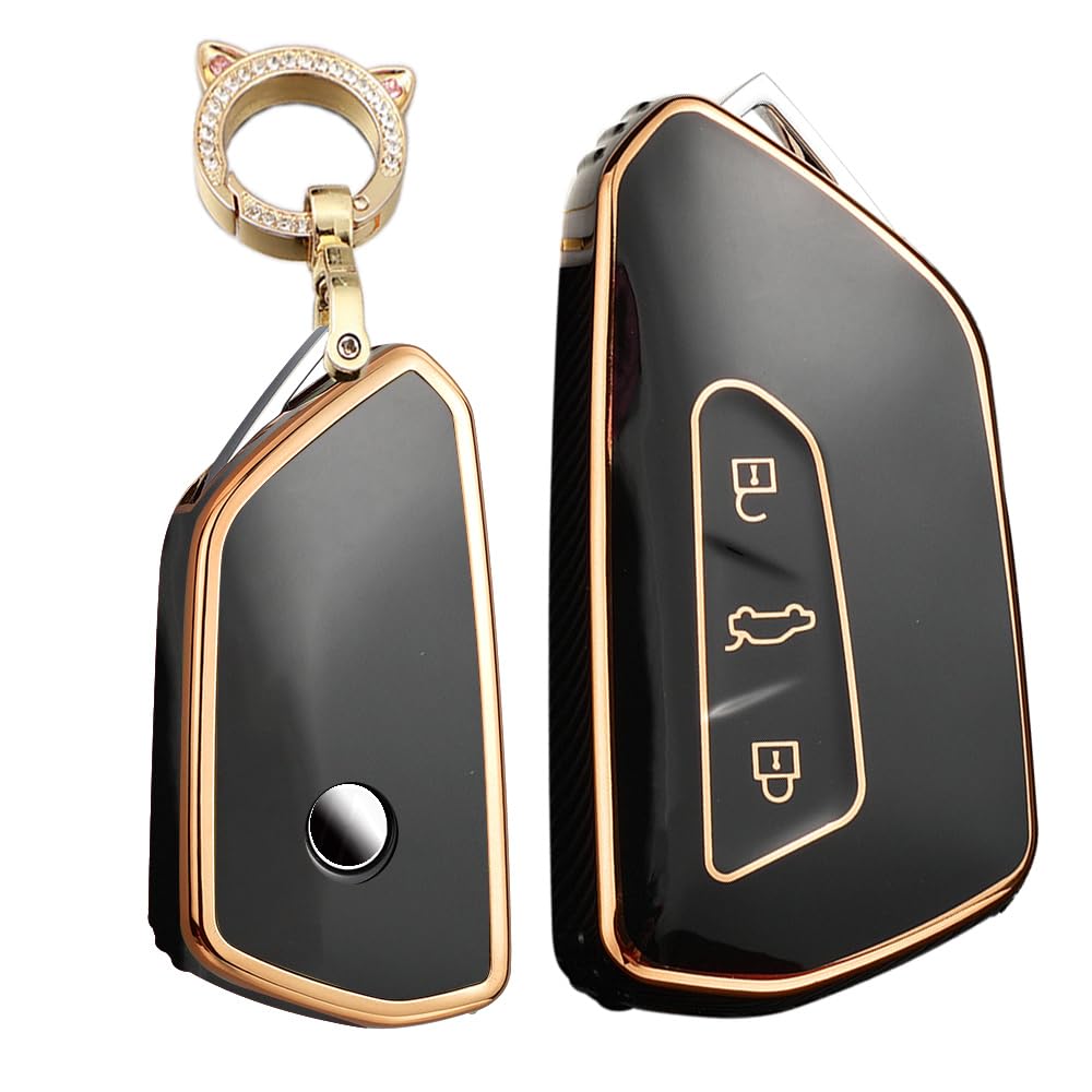 

TECART VW Smart Key Case for Volkshwagen Silicone Full Protection Keyless Golf 8 Seat чёрный