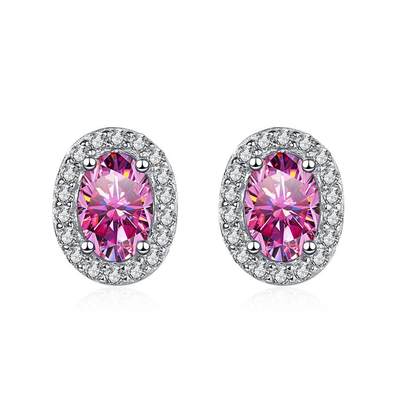 Bague Ringen Oval Cut Moissanite Diamond Stud Earring 100% 925 Silver Promise Wedding Platinum Plated Jewelry For Women Bridal