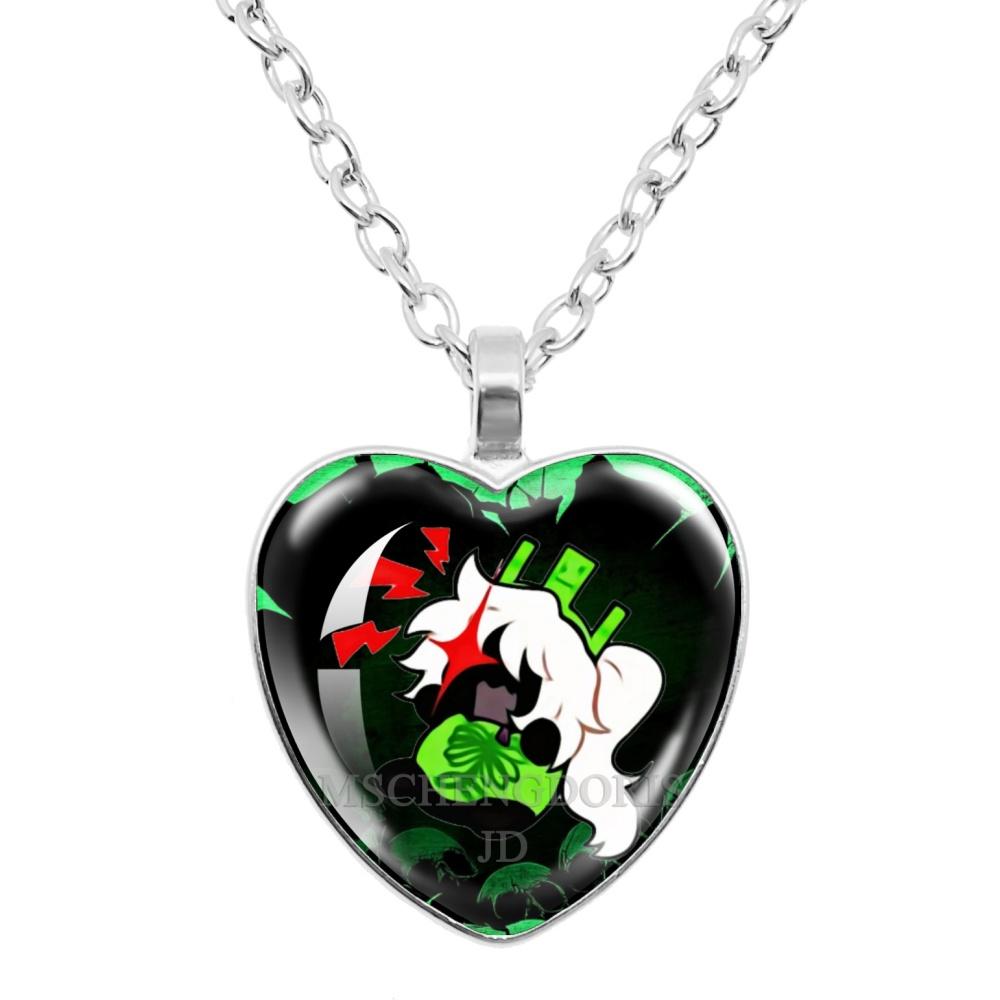 Game FORSAKEN 1x1x1x1 Cartoon Characters Funny MeMe Glass Heart Shape Pendant Necklace Jewelry Charm Collect Giftlry