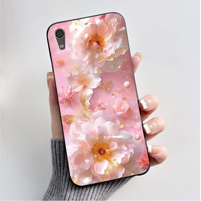 Hülle Für Sony Xperia XA1 Rückseite G3121 G3112 G3125 G3116 G3123 Luxus Mode Schmetterling Blume Schwarzes Silikon Weiche Handyhülle