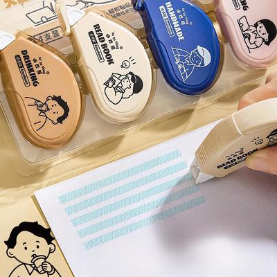 4 pezzi Dots Liner Nastro Adesivo Cartone Animato Design Mini Portatile Uso Sicuro Adesivo Bifacciale per Album Diario Scuola