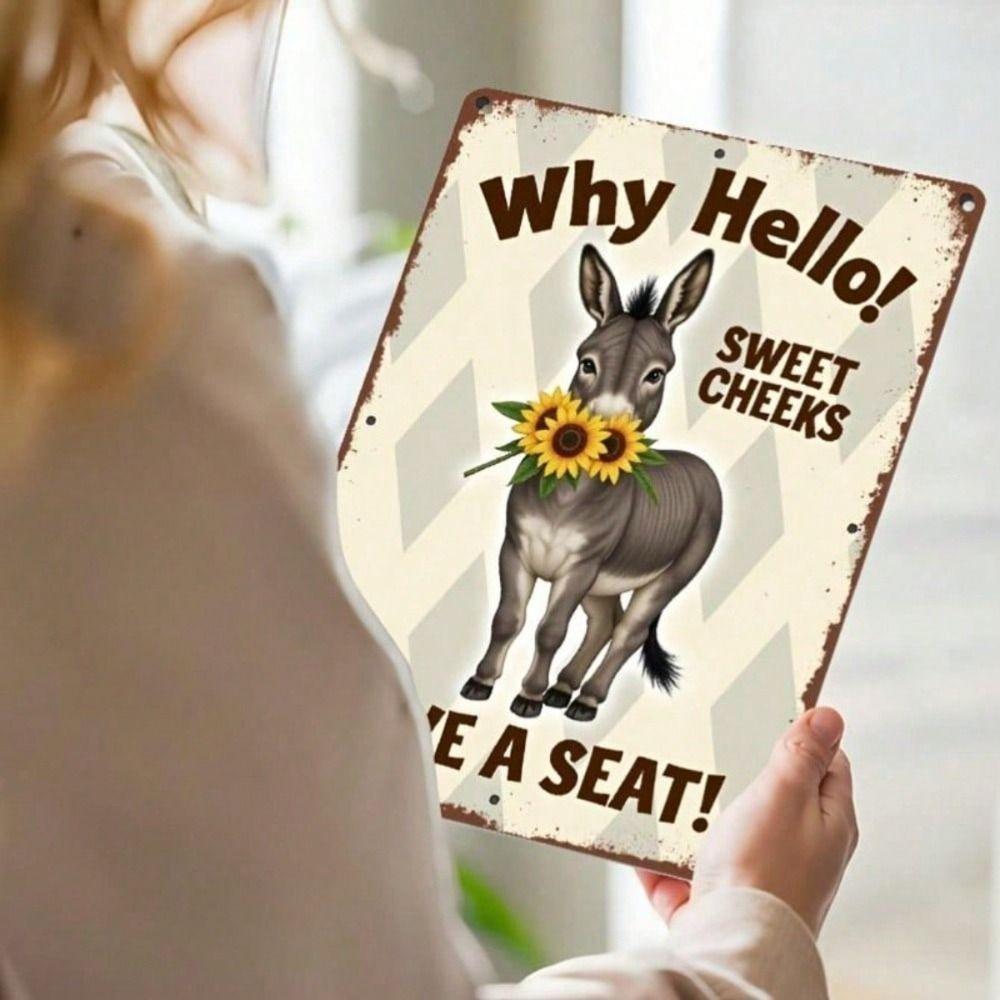 Metal Wall Art Vintage Donkey with Sunflower Farmhouse Decor