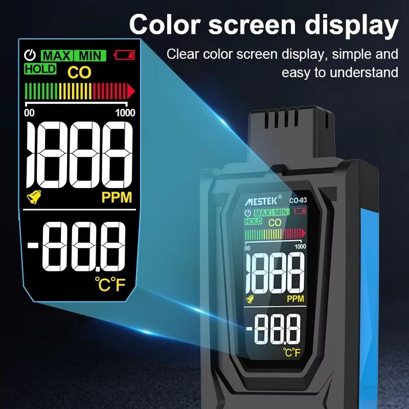 Professional CO Meter Carbon Monoxide Detector High Precision Sensor Professional Gas Analyzer Air Quality Tester Temperature and Humidity for Home