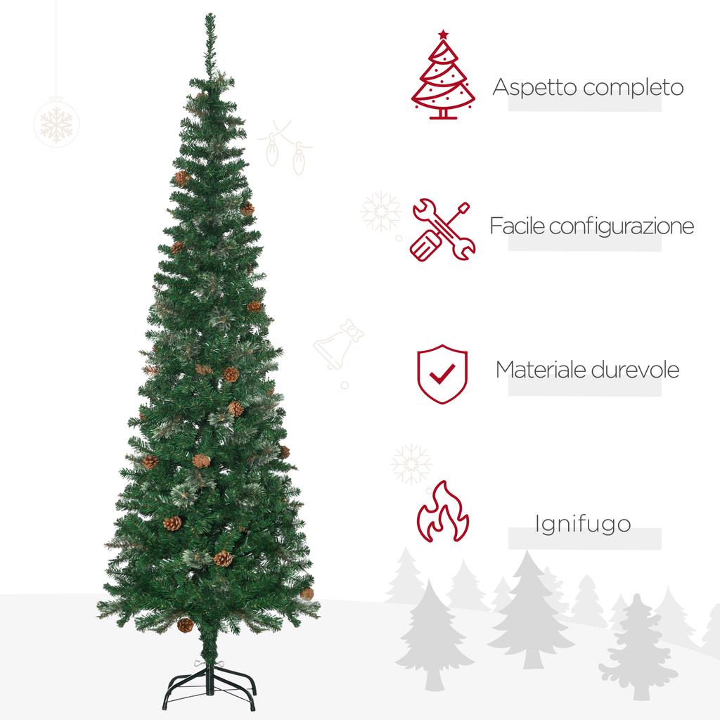 195cm Tall Realistic Christmas Tree with Decorative Pine Cones and 556 Branches, Green