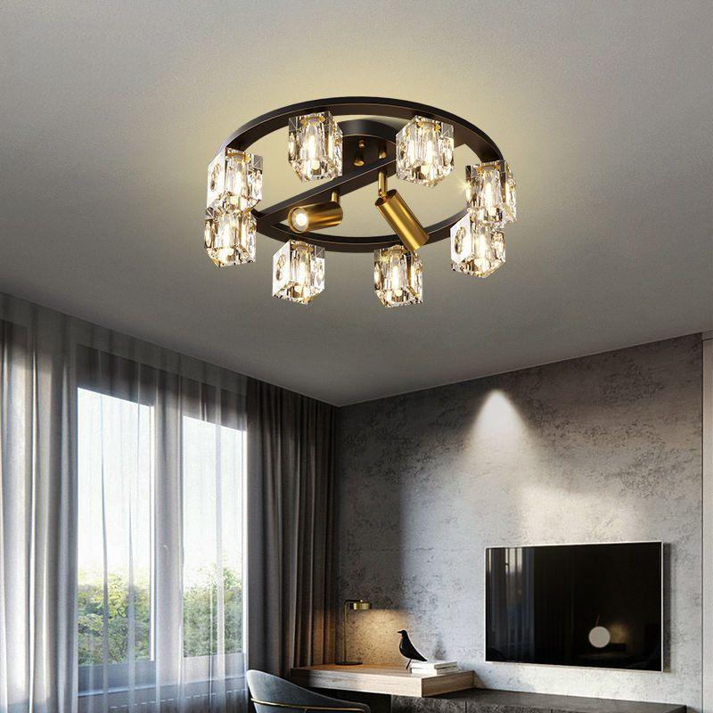 Lekka luksusowa wysokiej klasy lampa sufitowa do salonu pełna miedź kryształowa z reflektorami sypialnia gabinet lampy