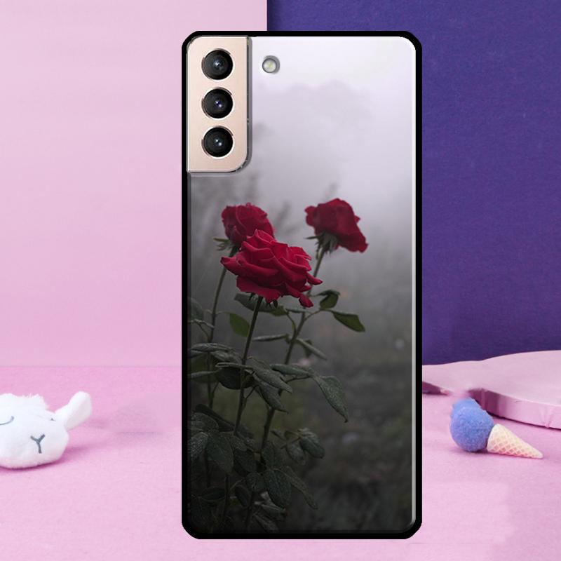 Red Rose Flower Phone Case For Samsung Galaxy S25 Ultra S23 S20 S21 S22 S24 FE S9 S10 Plus S24 Ultra Cover