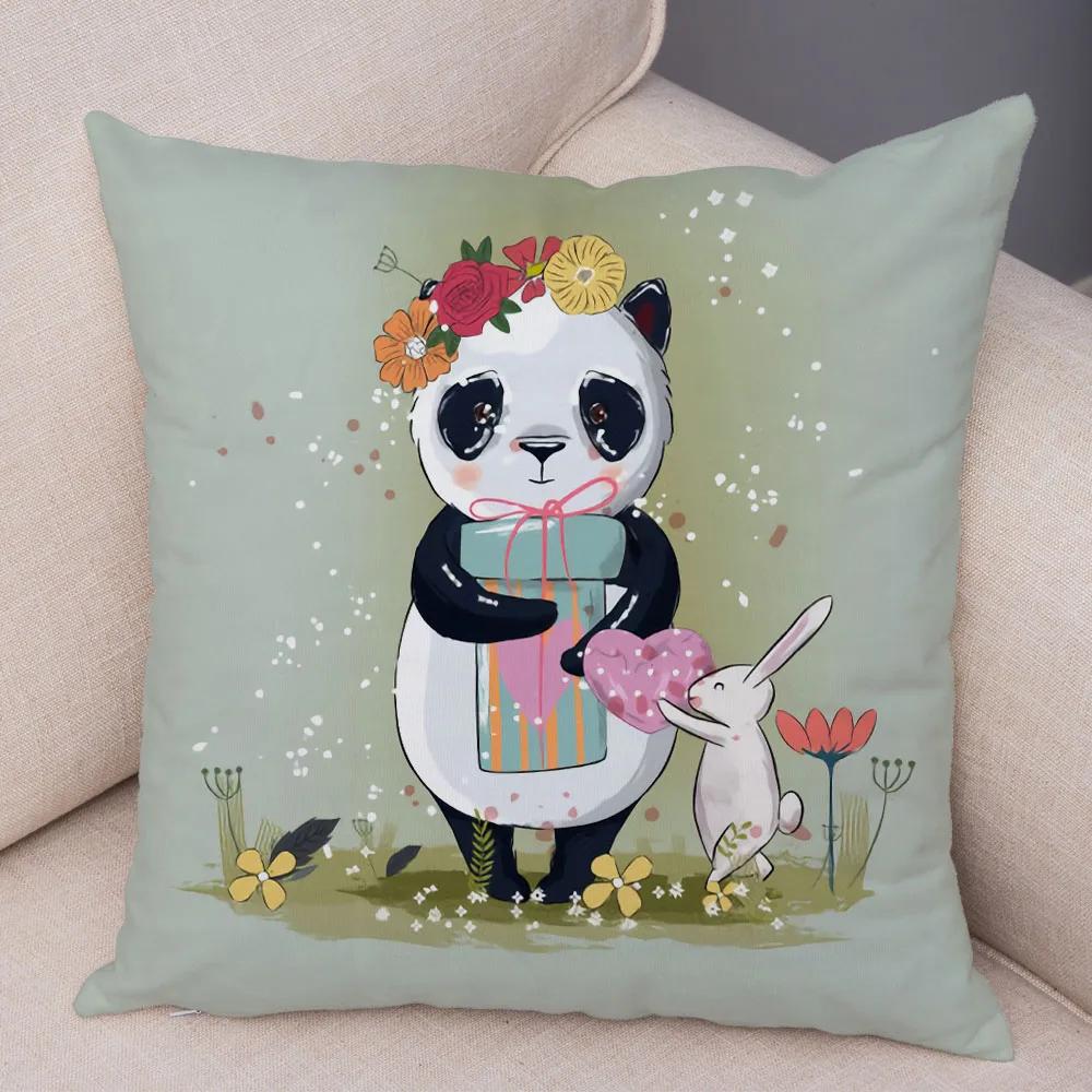 Home Decoration Colorful Cartoon Panda Bear Kids Sofa Car Pillow Cover Cute Animal Cushion Cover funda de almohada