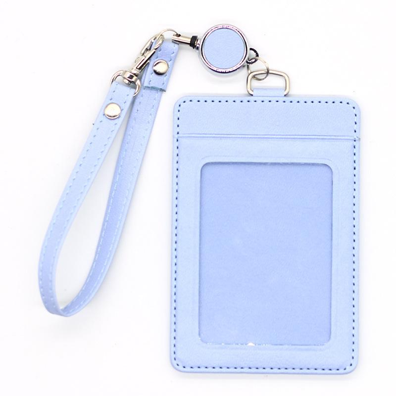 Fashion Business Slim Leather ID & Bank Card Holder with Retractable Badge Buckle