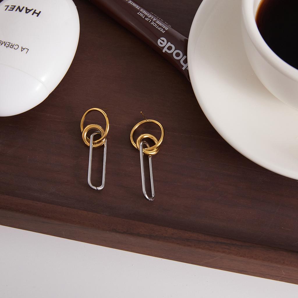 Yori Stainless Steel Metal Linear Geometric Tassel Earrings For Women Chain Drop 18K Plated Jewelry Anniversary Gift Waterproof