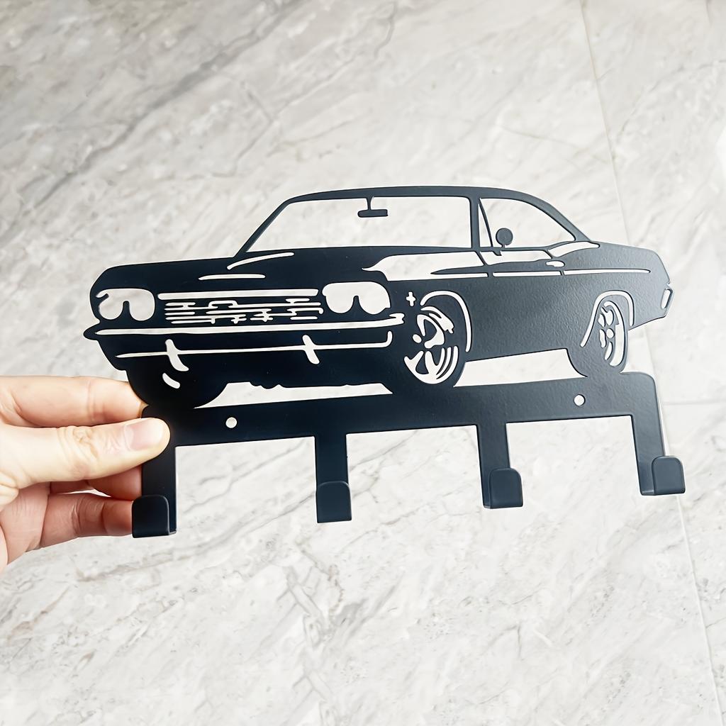 1 Sports Car-Themed Wall Hook - Rust-Free Metal Key & Belt Rack with 4 Hooks for Keys, Belts, Hats & Bags - Easy to Install