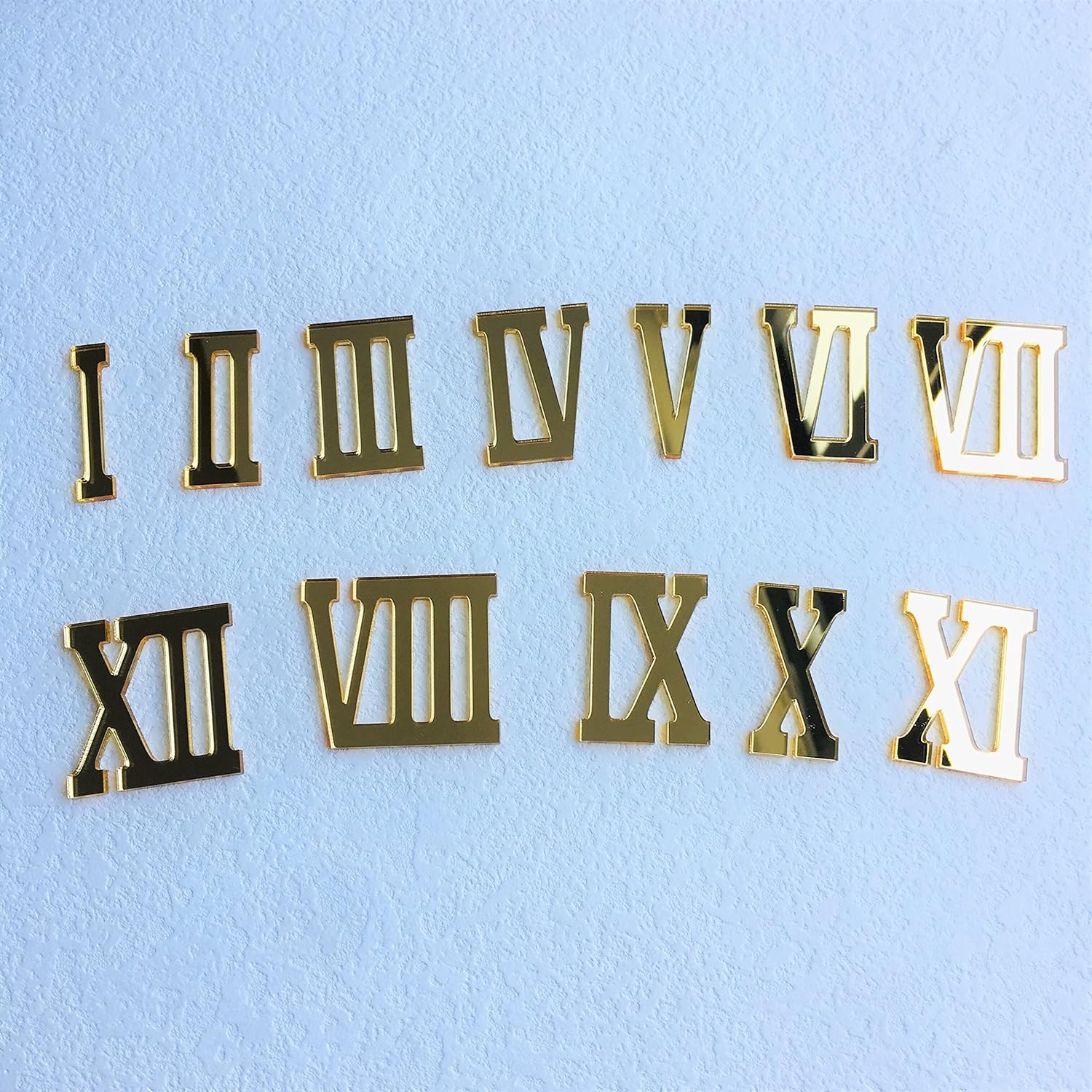 NUO RUI 12 Pcs Roman Mirrored Acrylic Numerals for a Wall Clock (Mirror Gold) Mirror Gold