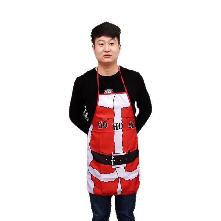 Adult Christmas Costume: Red Non-woven Santa Apron for Bar Waiters and Festival Celebrations