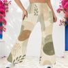 Women Plus Size High Waist Printed Full Length Flared Pants