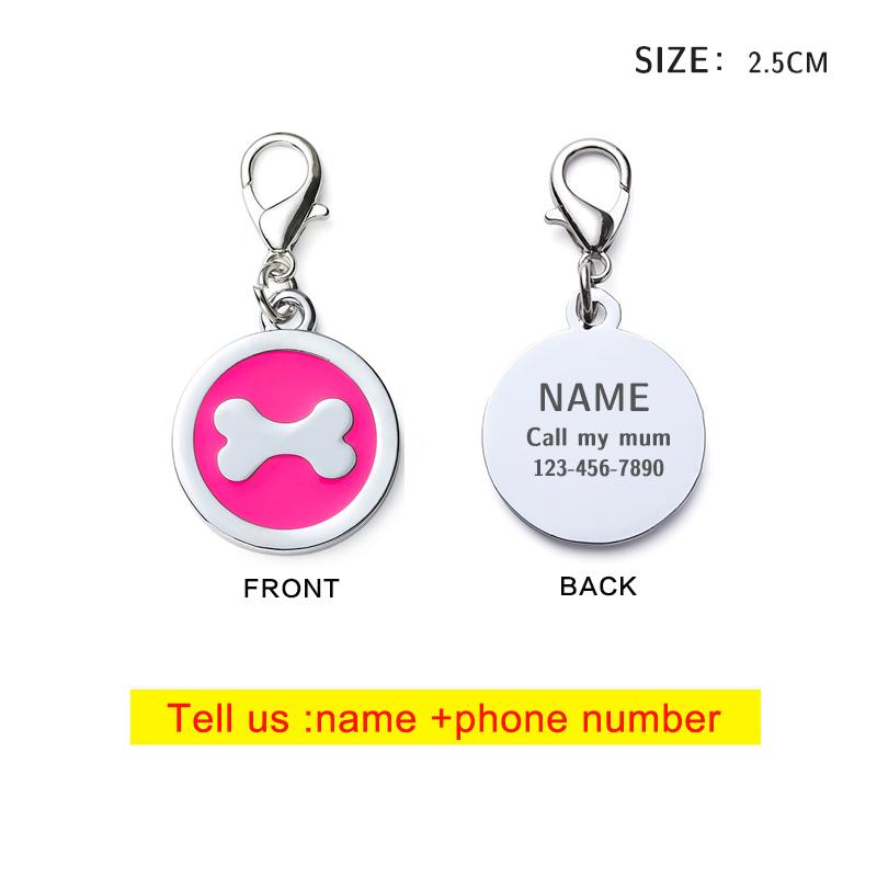 Round Bone Metal Dog Fag Pet Anti-Lost Identity Plate Color Lettering Metal Pendant Tag Pet Collar Accessories Pet Supplies